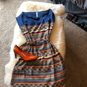 Flirty boho print dress.